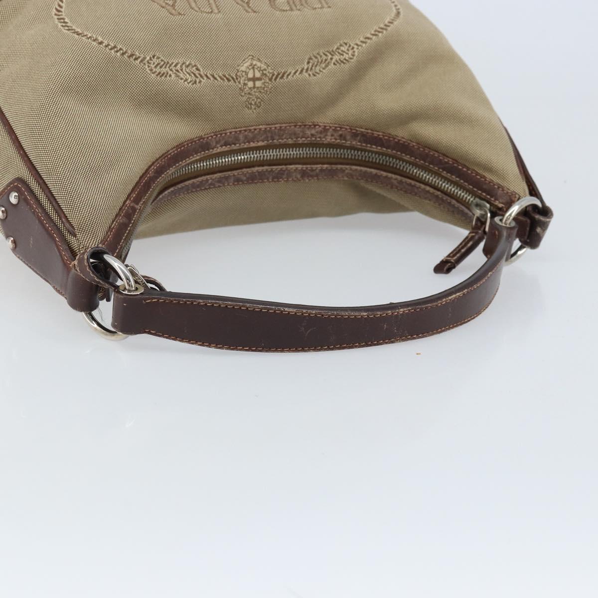 PRADA Shoulder Bag Canvas Beige Silver Auth ka3519
