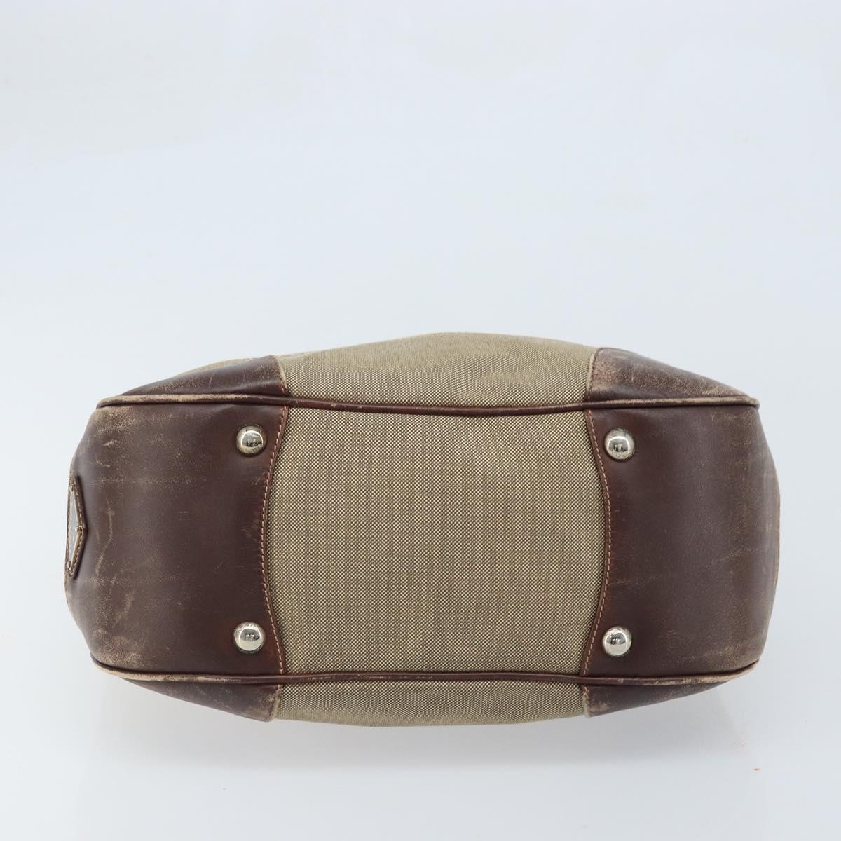 PRADA Shoulder Bag Canvas Beige Silver Auth ka3519