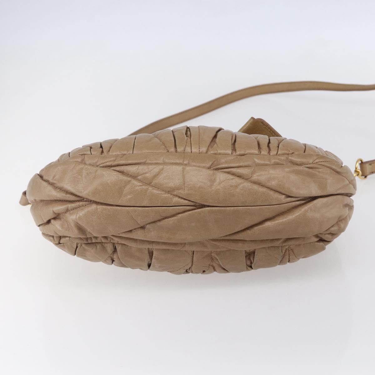 Miu Miu Matelasse Hand Bag Leather 2way Beige Gold Auth ka352