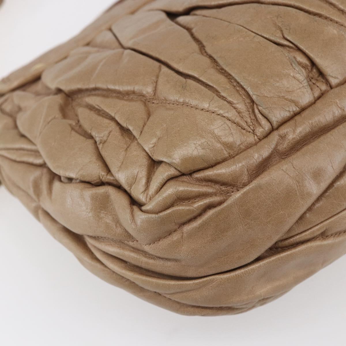 Miu Miu Matelasse Hand Bag Leather 2way Beige Gold Auth ka352