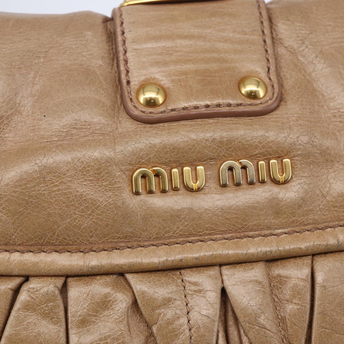 Miu Miu Matelasse Hand Bag Leather 2way Beige Gold Auth ka352