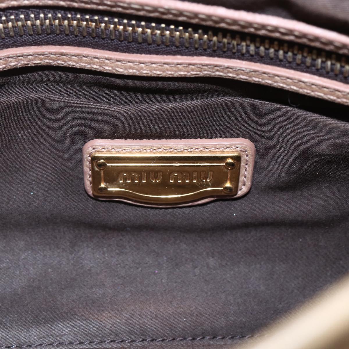 Miu Miu Matelasse Hand Bag Leather 2way Beige Gold Auth ka352