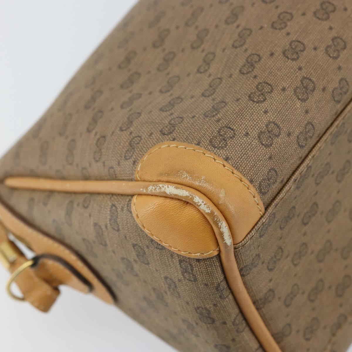 GUCCI Micro GG Supreme Shoulder Bag PVC Beige Gold Auth ka3521