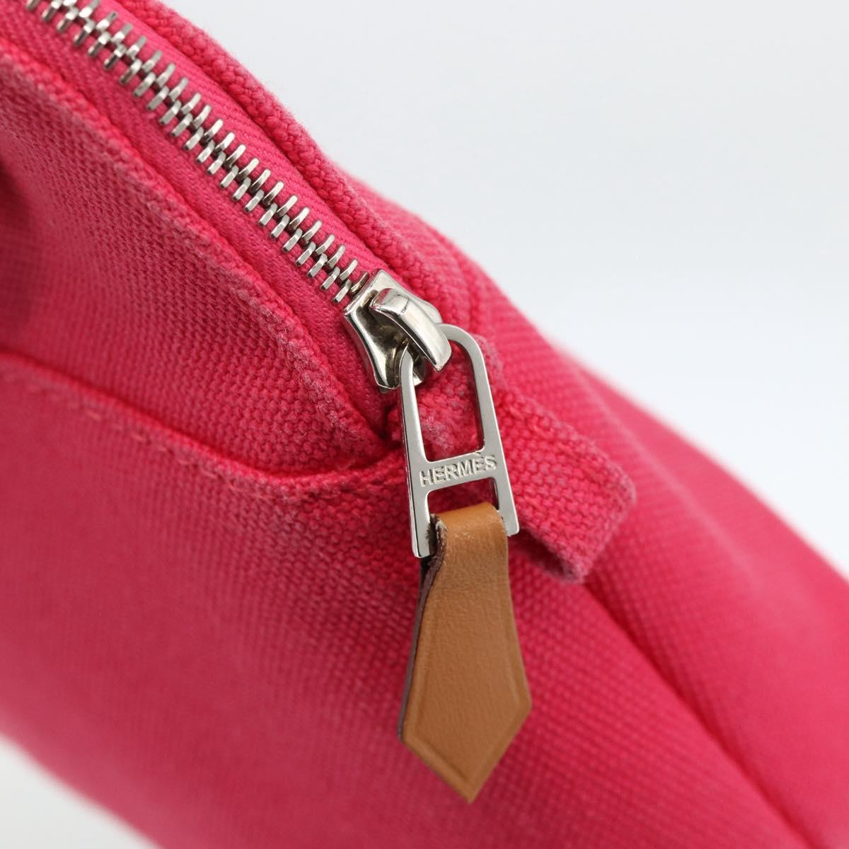 HERMES Bolide MM Pouch Canvas Red Silver Auth ka3522