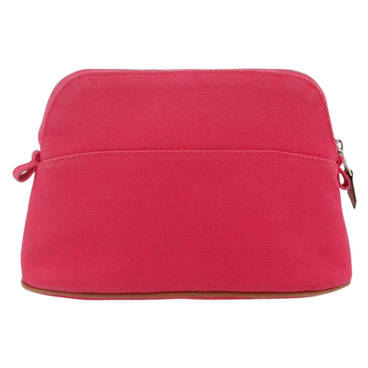 HERMES Bolide MM Pouch Canvas Red Silver Auth ka3522