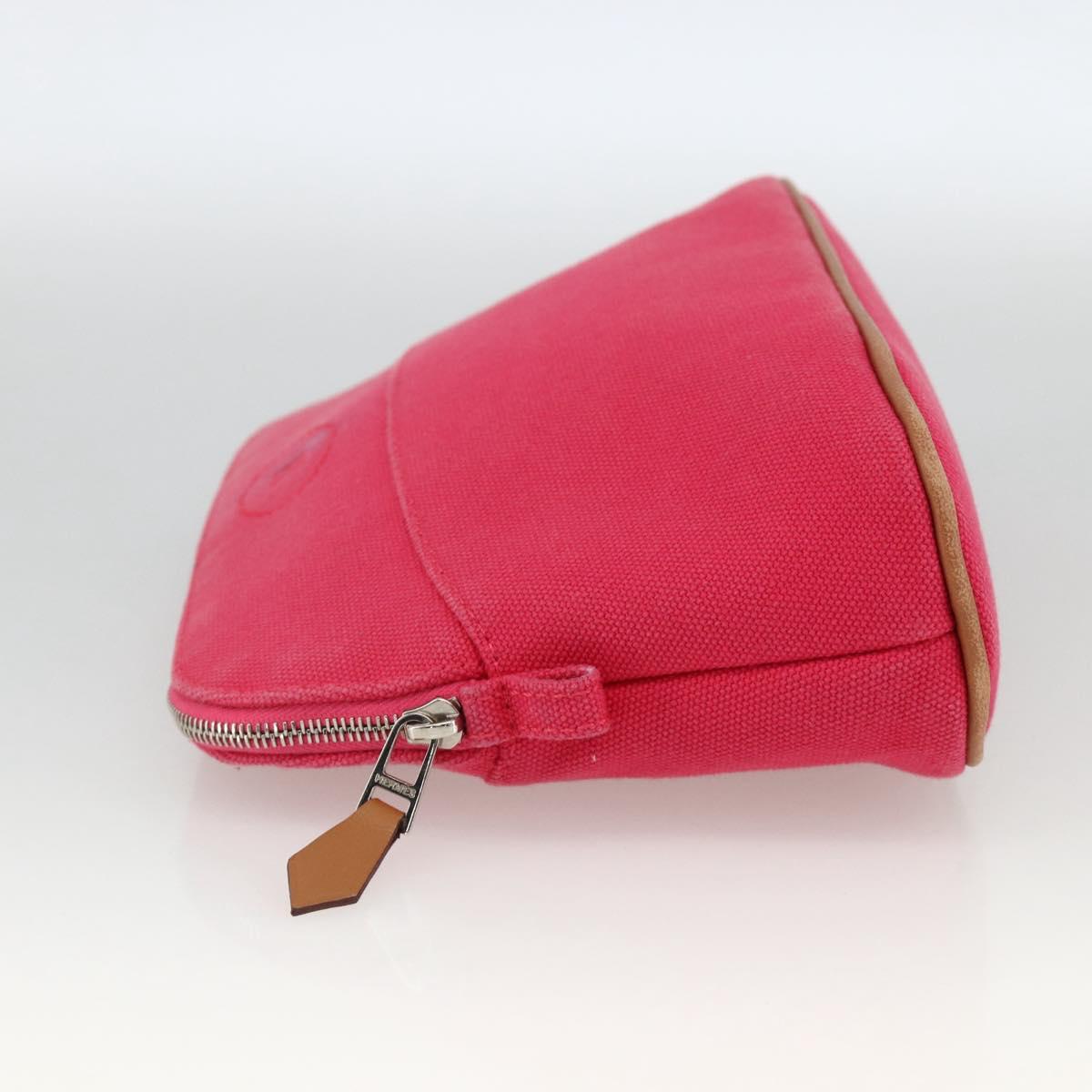HERMES Bolide MM Pouch Canvas Red Silver Auth ka3522