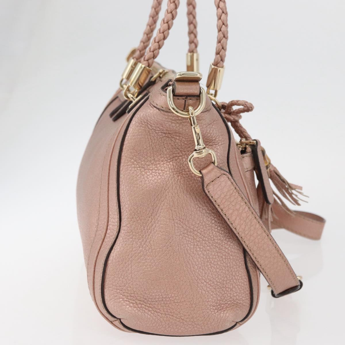 GUCCI Tote Bag Leather 2way Pink Gold 282300 Auth ka3524