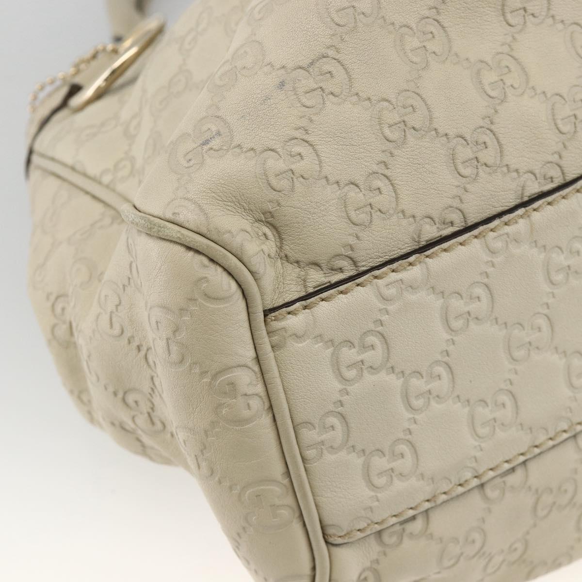 GUCCI Sukey GG Canvas Guccissima Hand Bag Leather White Gold 211944 Auth ka3525A