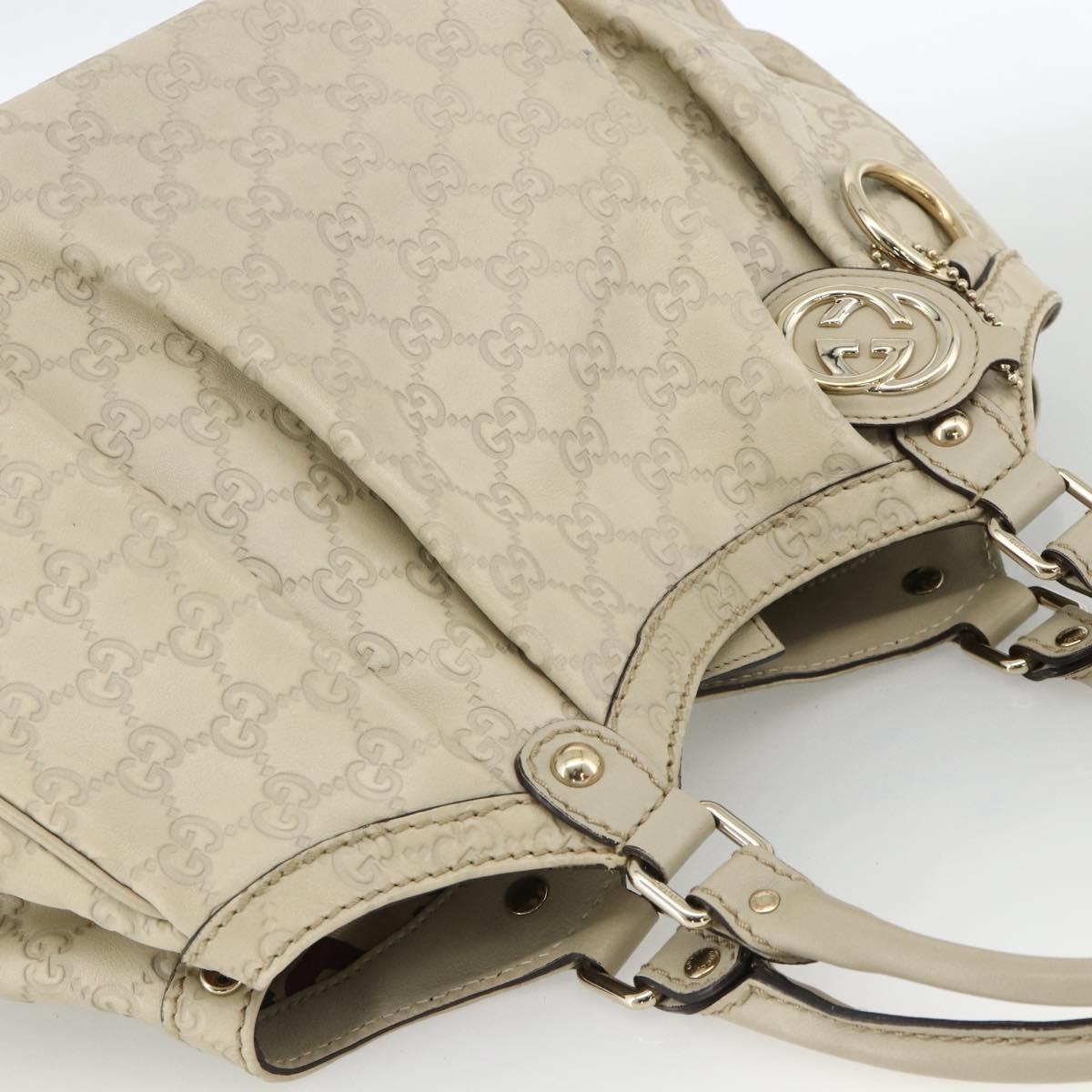 GUCCI Sukey GG Canvas Guccissima Hand Bag Leather White Gold 211944 Auth ka3525A