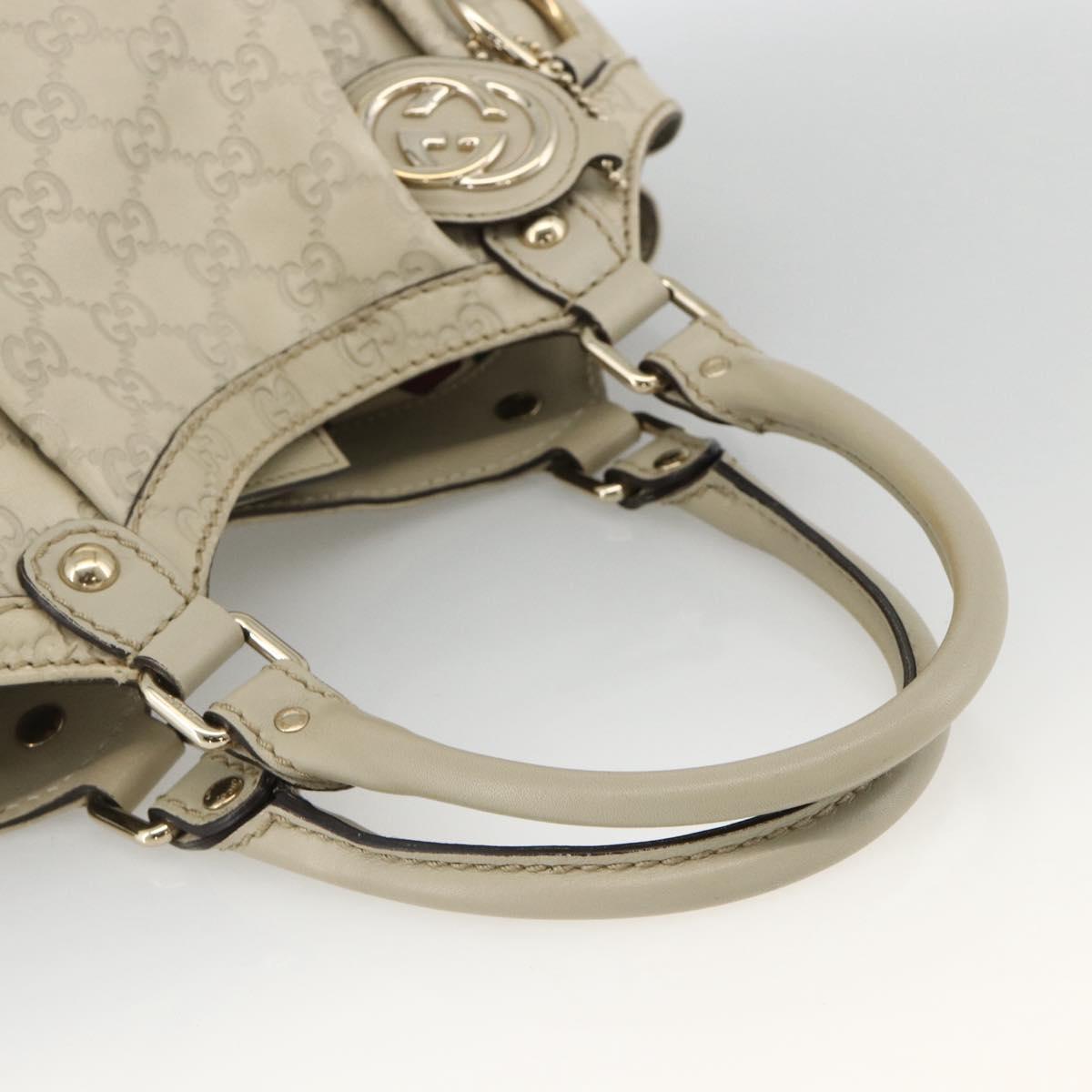 GUCCI Sukey GG Canvas Guccissima Hand Bag Leather White Gold 211944 Auth ka3525A