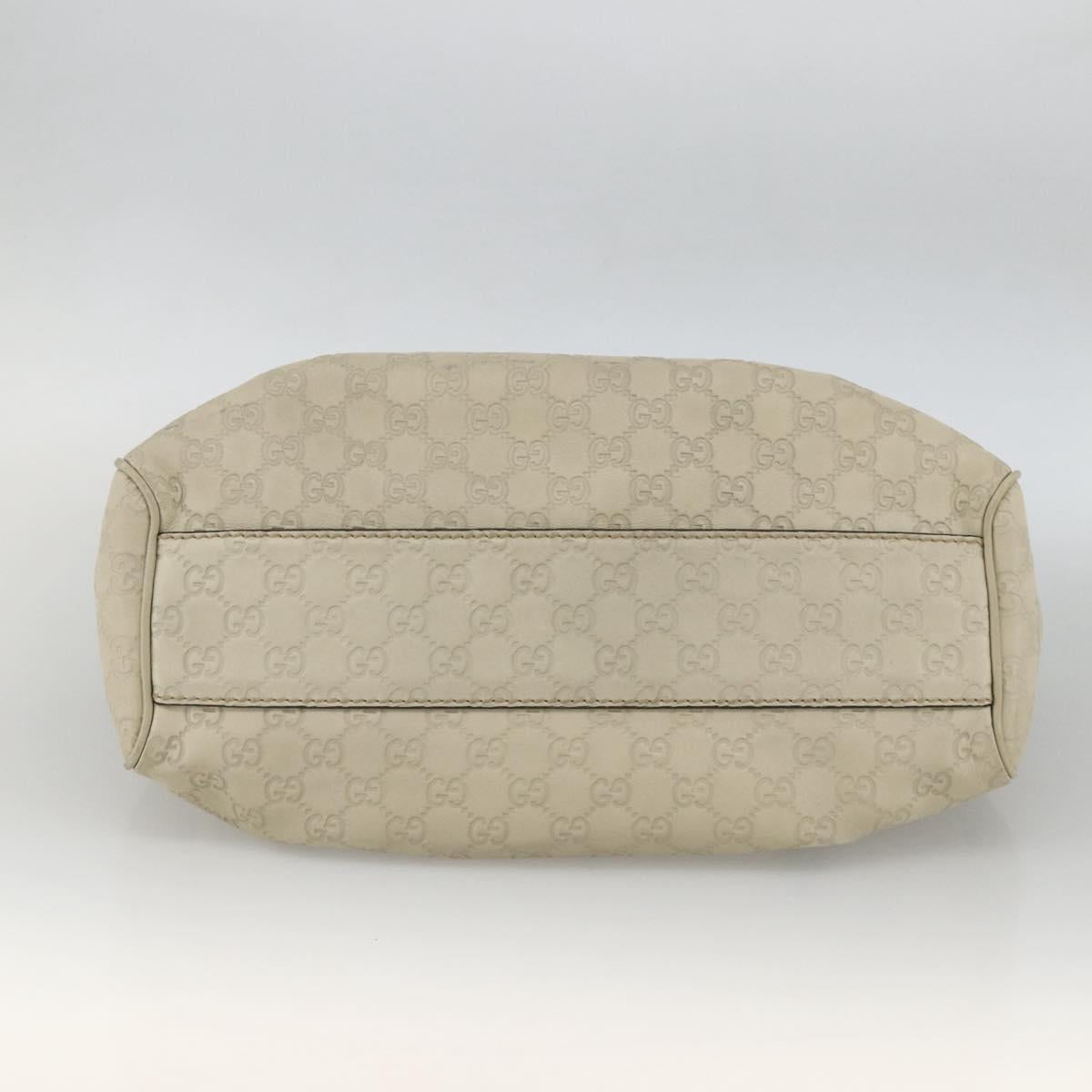 GUCCI Sukey GG Canvas Guccissima Hand Bag Leather White Gold 211944 Auth ka3525A