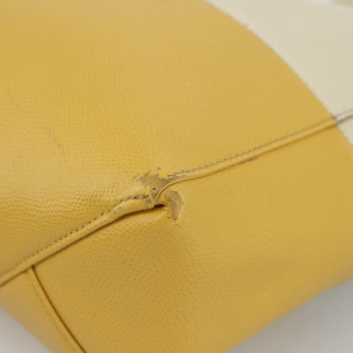 CELINE Hand Bag Leather 2way Beige Gold Auth ka3526
