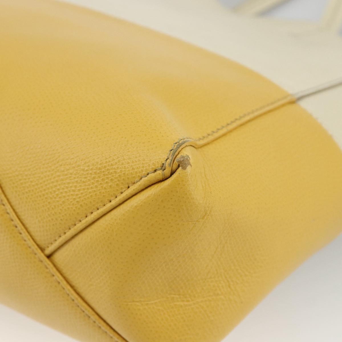 CELINE Hand Bag Leather 2way Beige Gold Auth ka3526