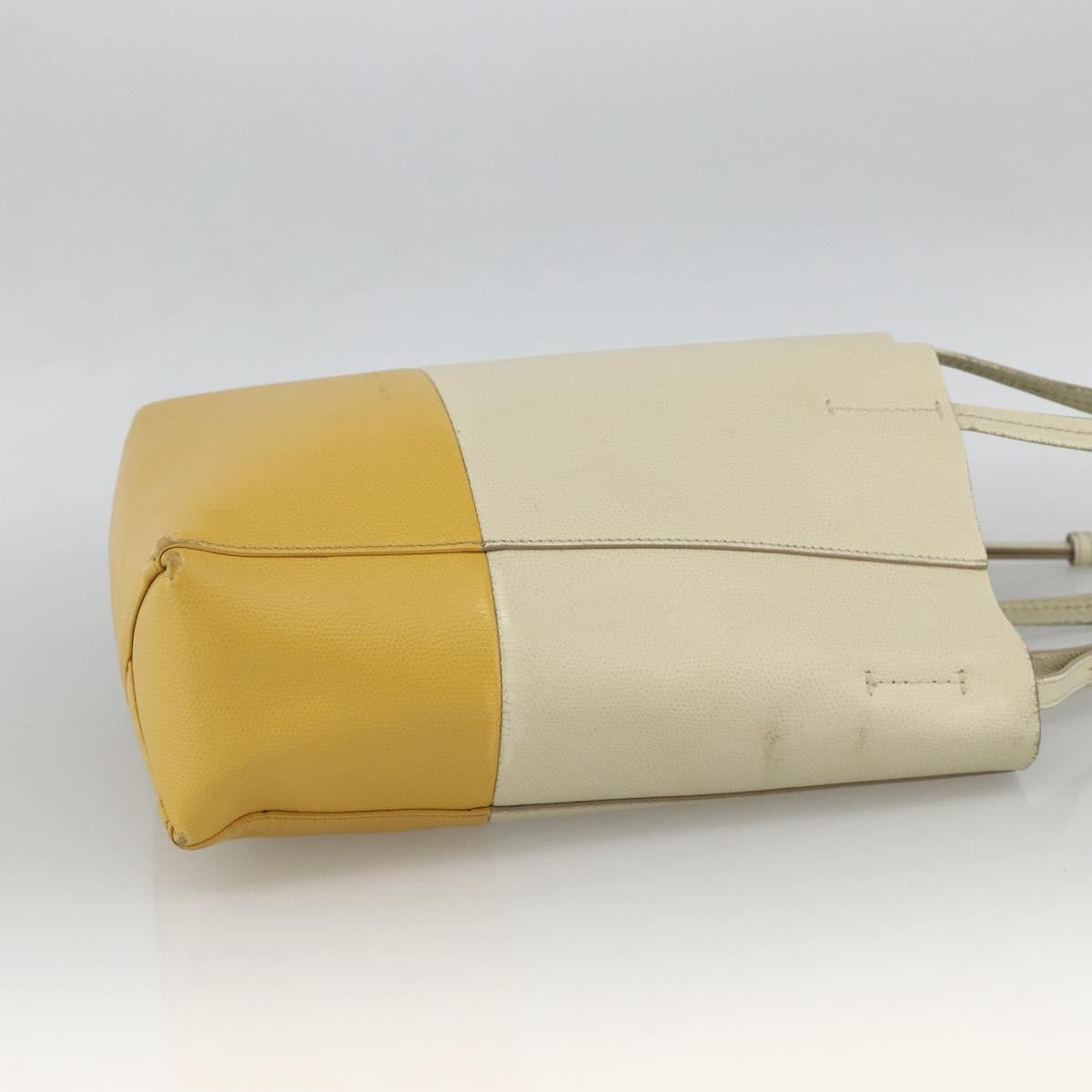CELINE Hand Bag Leather 2way Beige Gold Auth ka3526