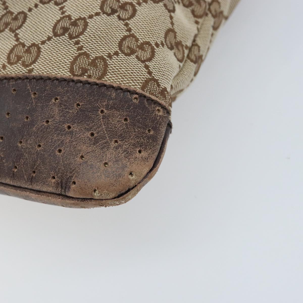 GUCCI GG Canvas Shoulder Bag Beige Silver 145857 Auth ka3527