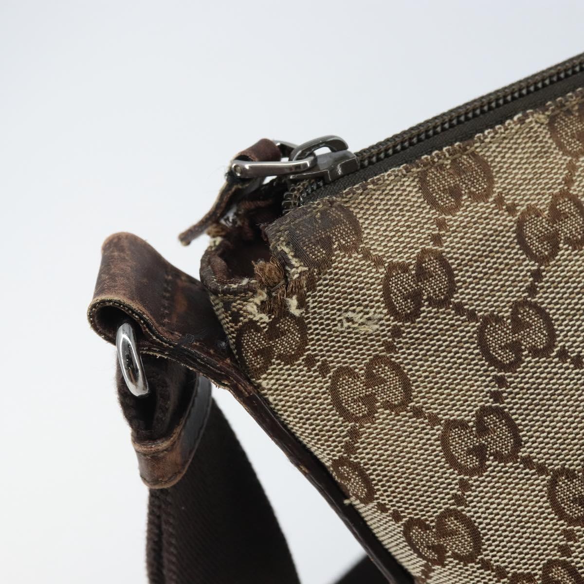 GUCCI GG Canvas Shoulder Bag Beige Silver 145857 Auth ka3527