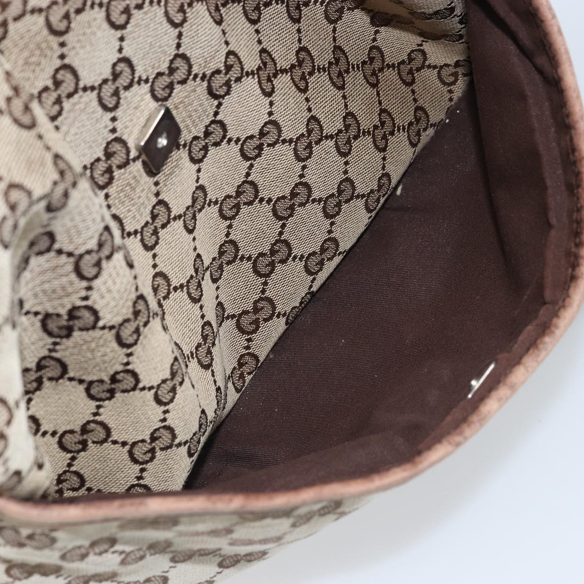 GUCCI GG Canvas Shoulder Bag Beige Silver 145857 Auth ka3527