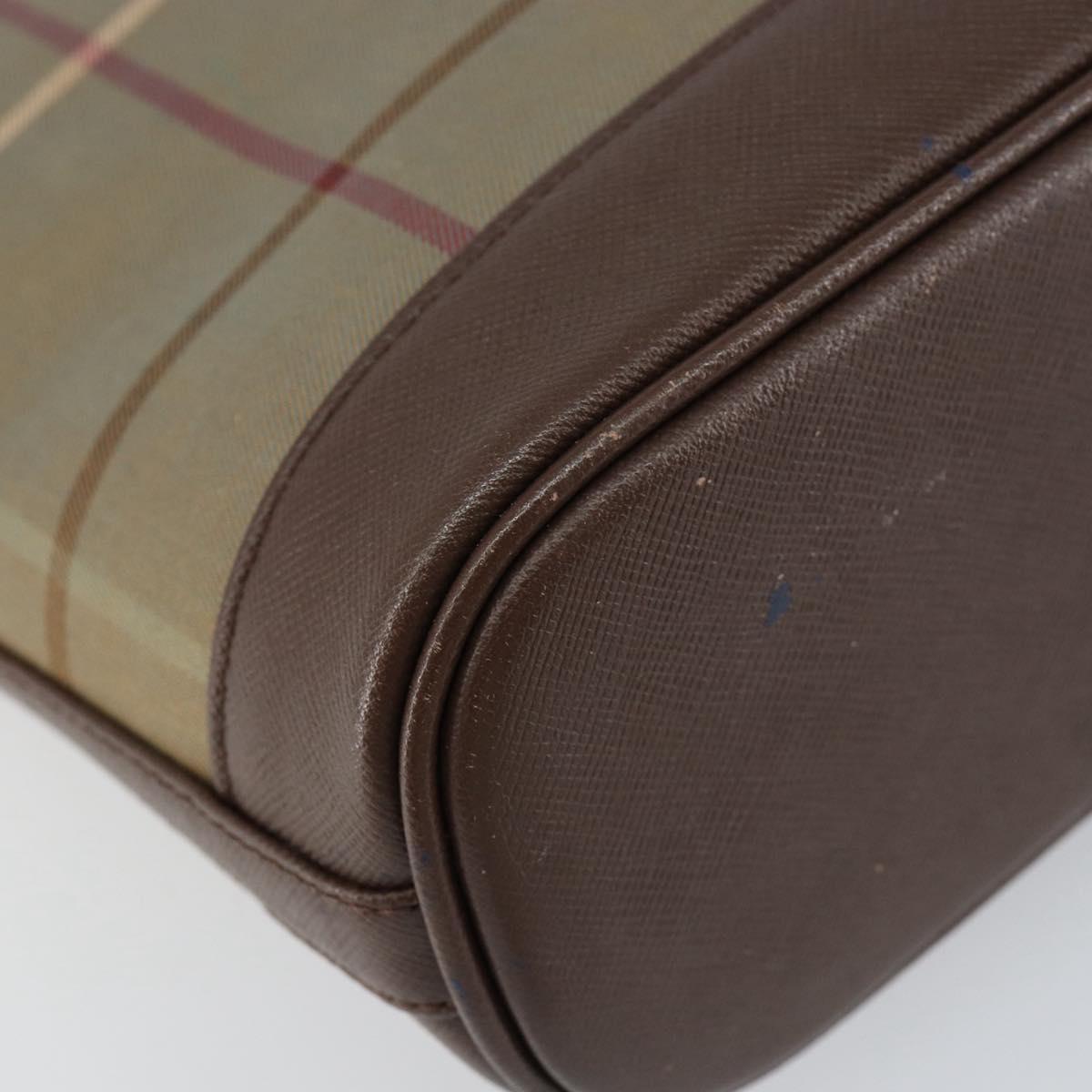 Burberrys Nova Check Shoulder Bag Canvas Beige Gold Auth ka353