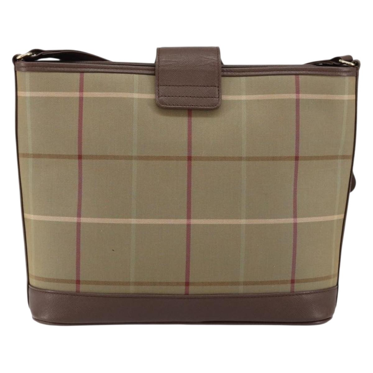 Burberrys Nova Check Shoulder Bag Canvas Beige Gold Auth ka353