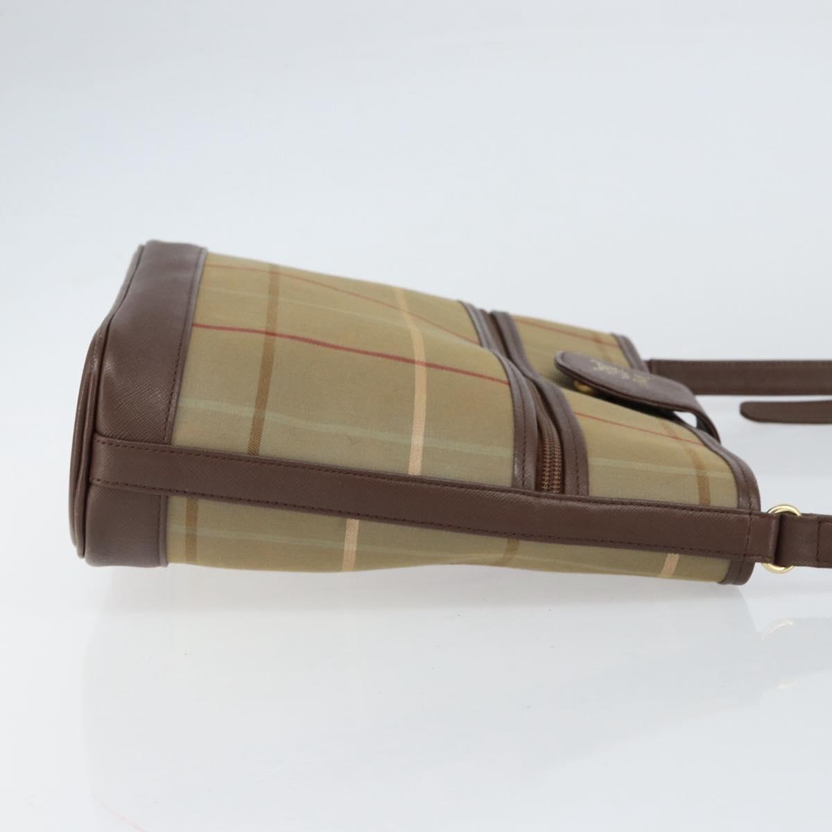 Burberrys Nova Check Shoulder Bag Canvas Beige Gold Auth ka353