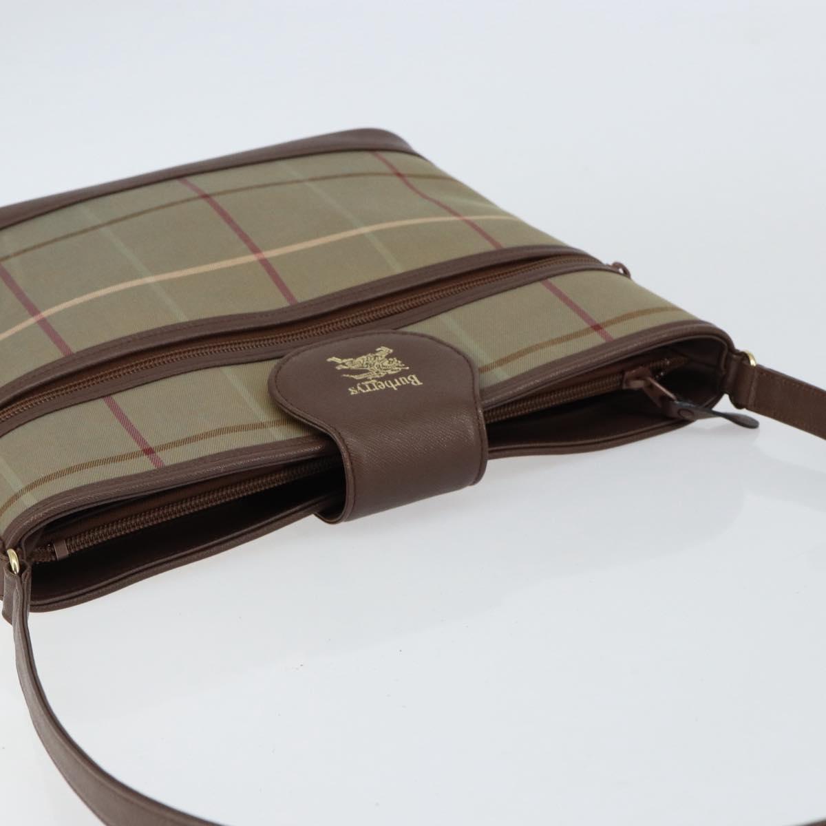 Burberrys Nova Check Shoulder Bag Canvas Beige Gold Auth ka353