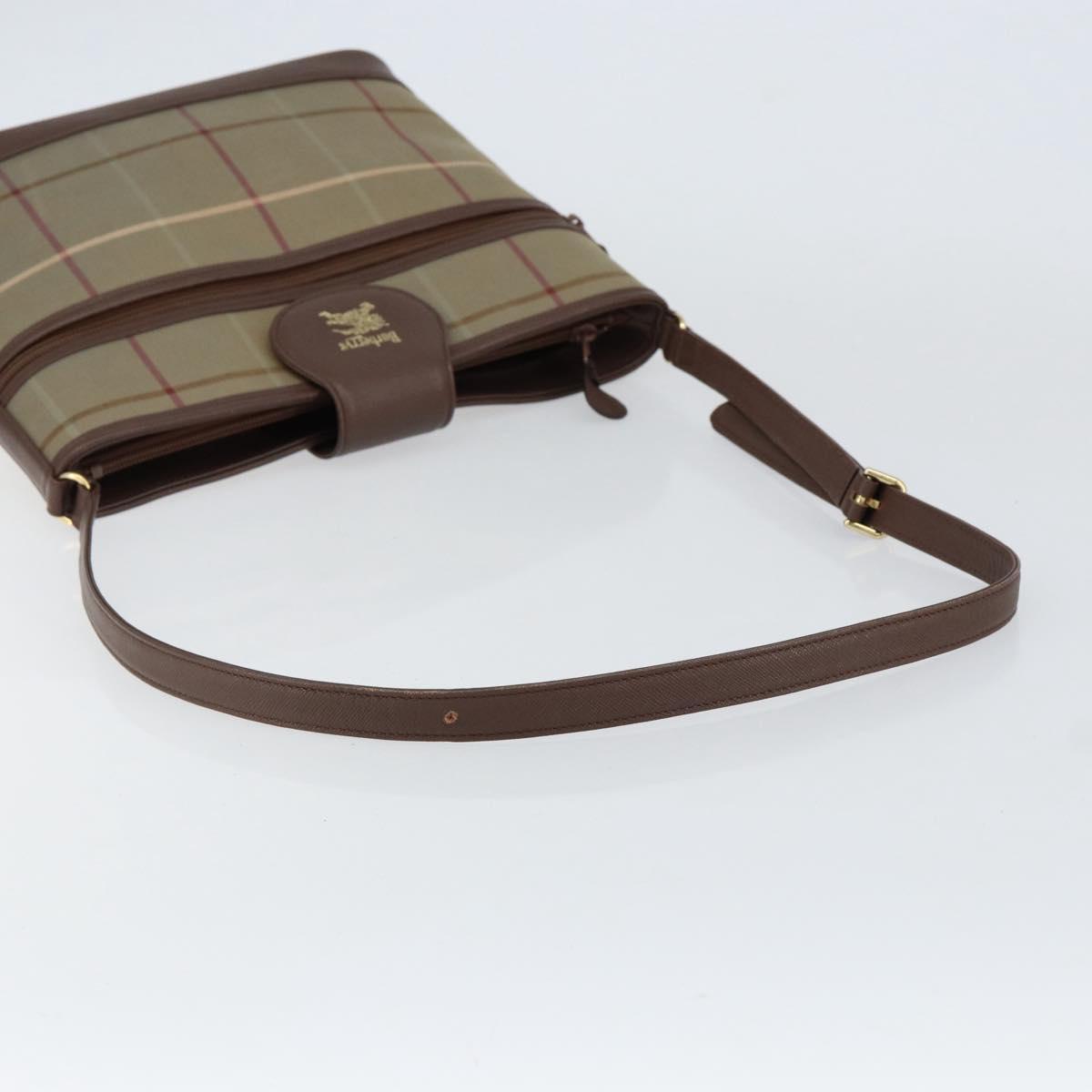 Burberrys Nova Check Shoulder Bag Canvas Beige Gold Auth ka353