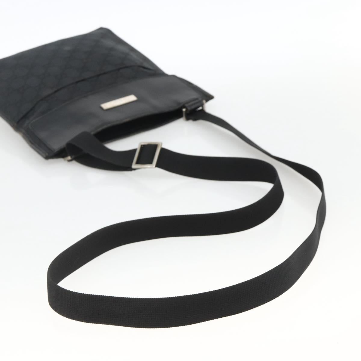 GUCCI GG Canvas Shoulder Bag Black Silver 019 0348 Auth ka3532