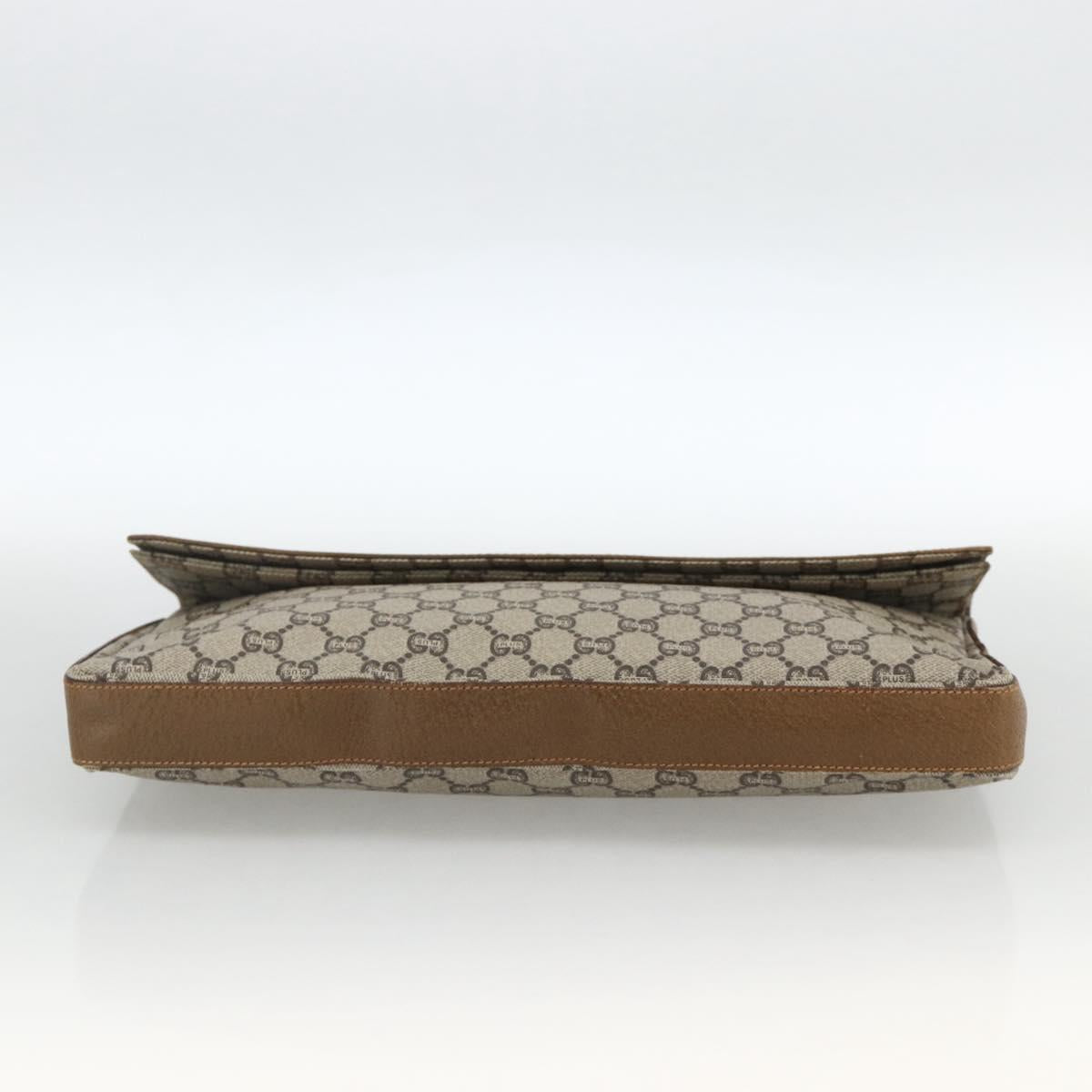 GUCCI GG Plus Supreme Clutch Bag PVC Gold Beige Auth ka3533