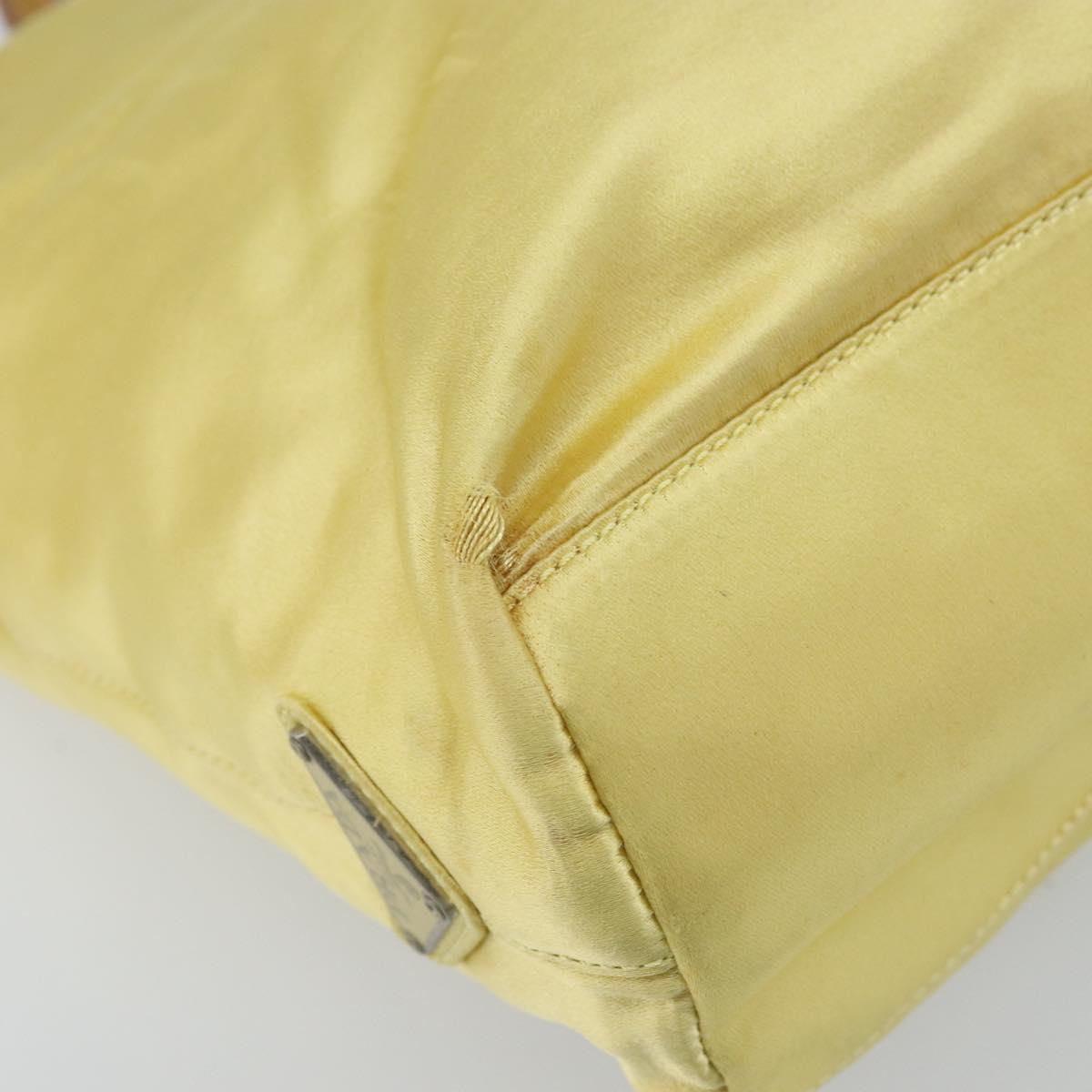 PRADA Hand Bag Satin Yellow Silver Auth ka3534