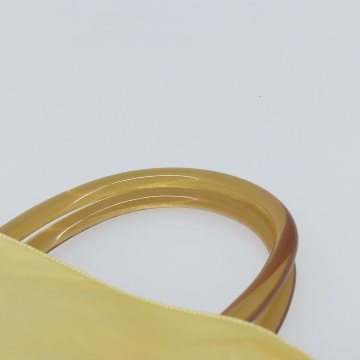 PRADA Hand Bag Satin Yellow Silver Auth ka3534