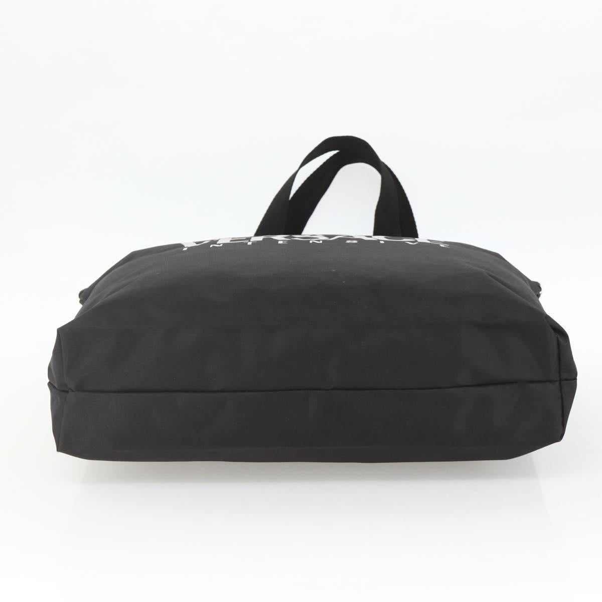 VERSACE Tote Bag Nylon Black Silver Auth ka3538