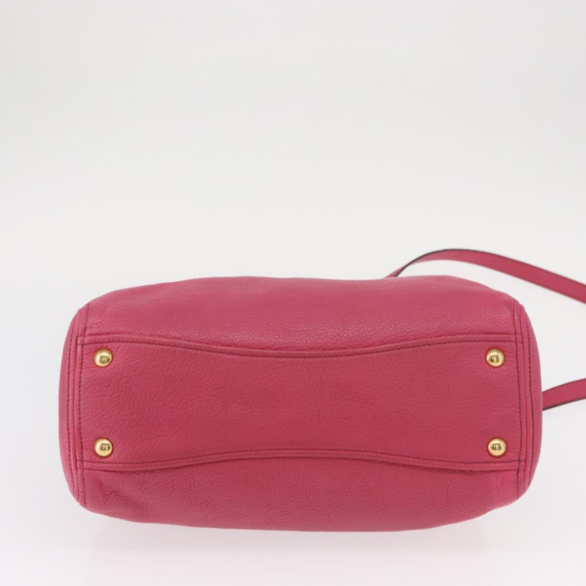 Miu Miu Tote Bag Leather 2way Pink Gold Auth ka354