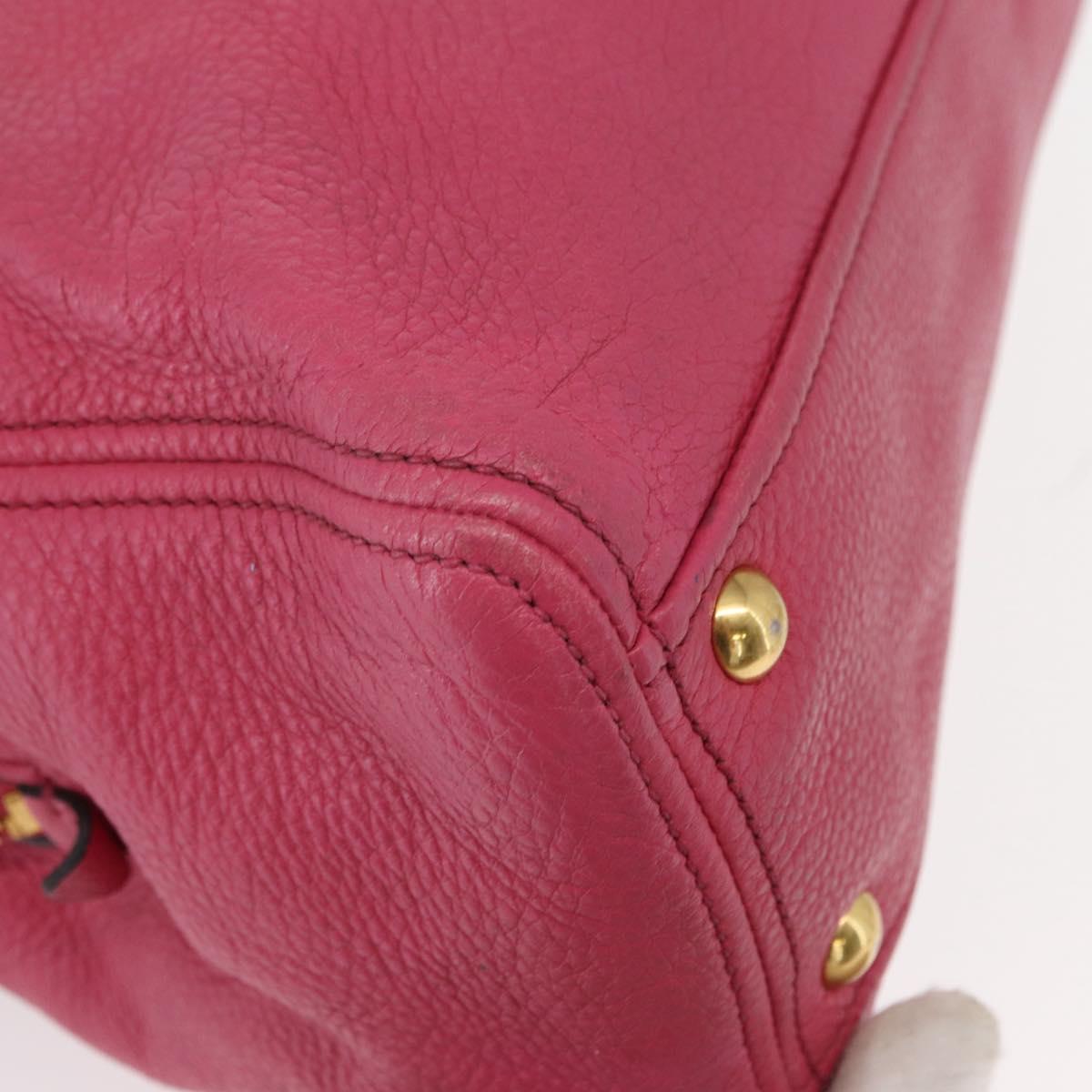 Miu Miu Tote Bag Leather 2way Pink Gold Auth ka354