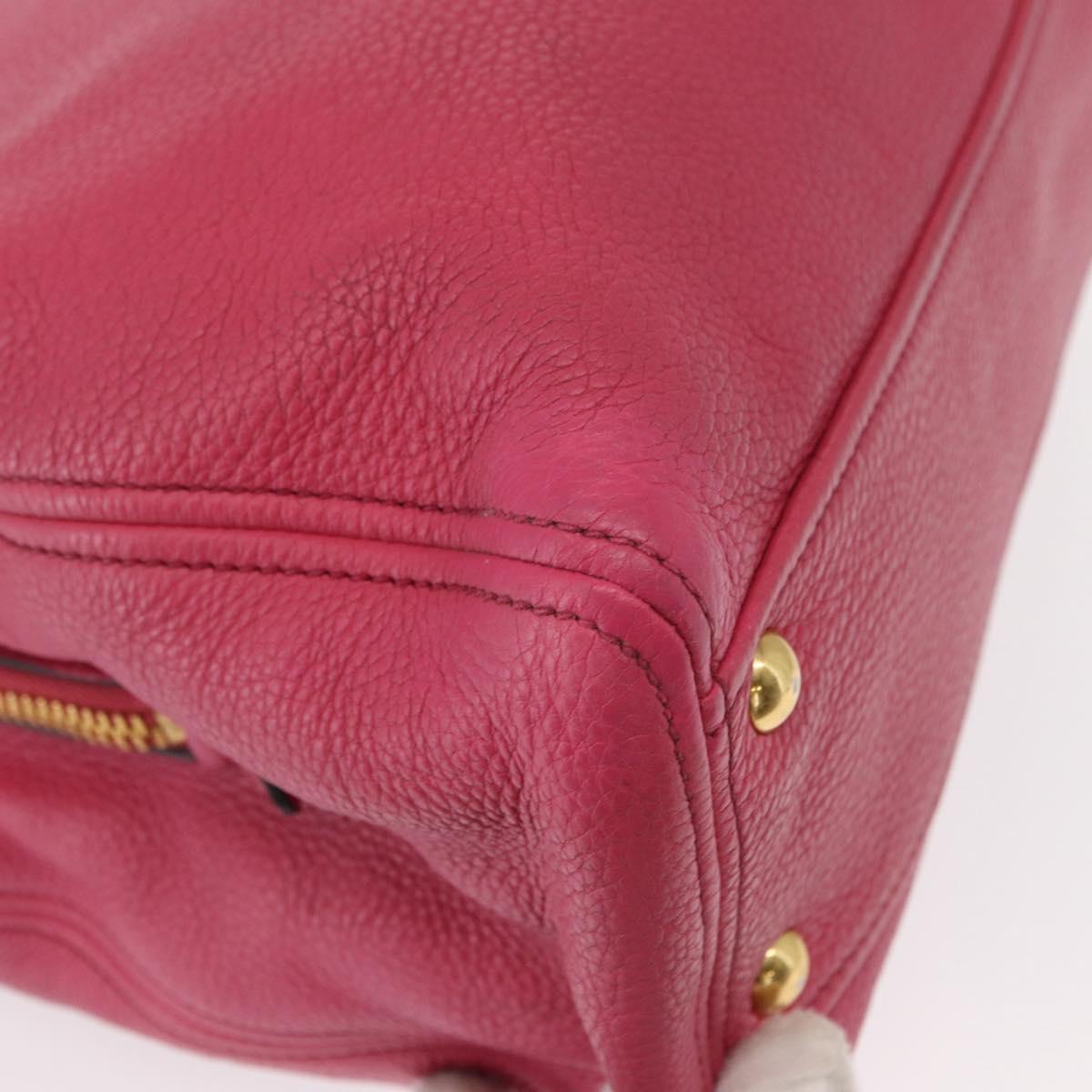 Miu Miu Tote Bag Leather 2way Pink Gold Auth ka354