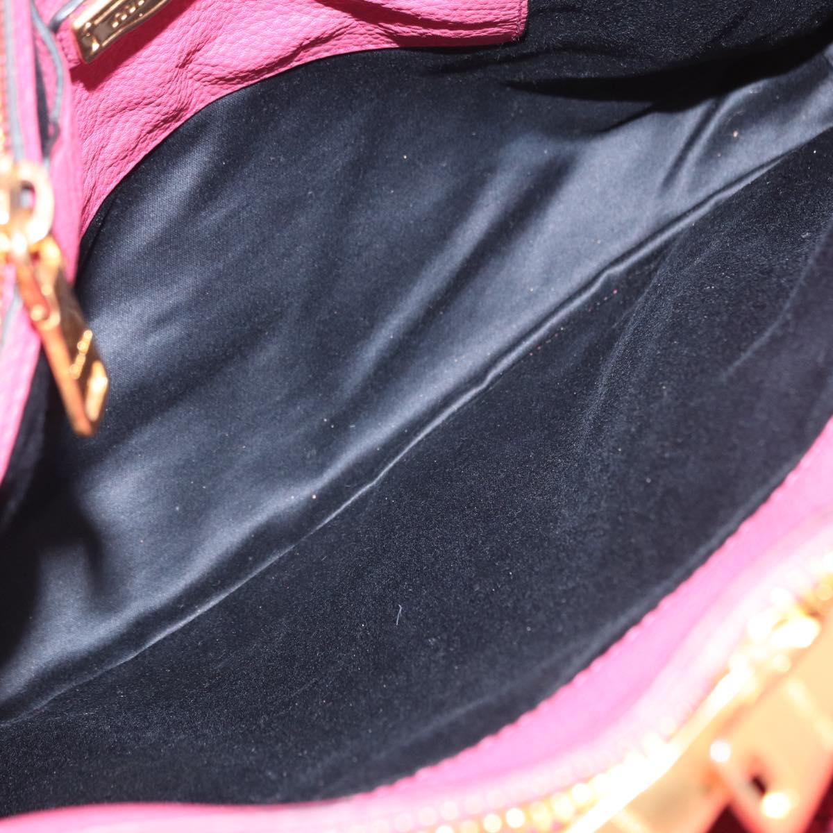 Miu Miu Tote Bag Leather 2way Pink Gold Auth ka354