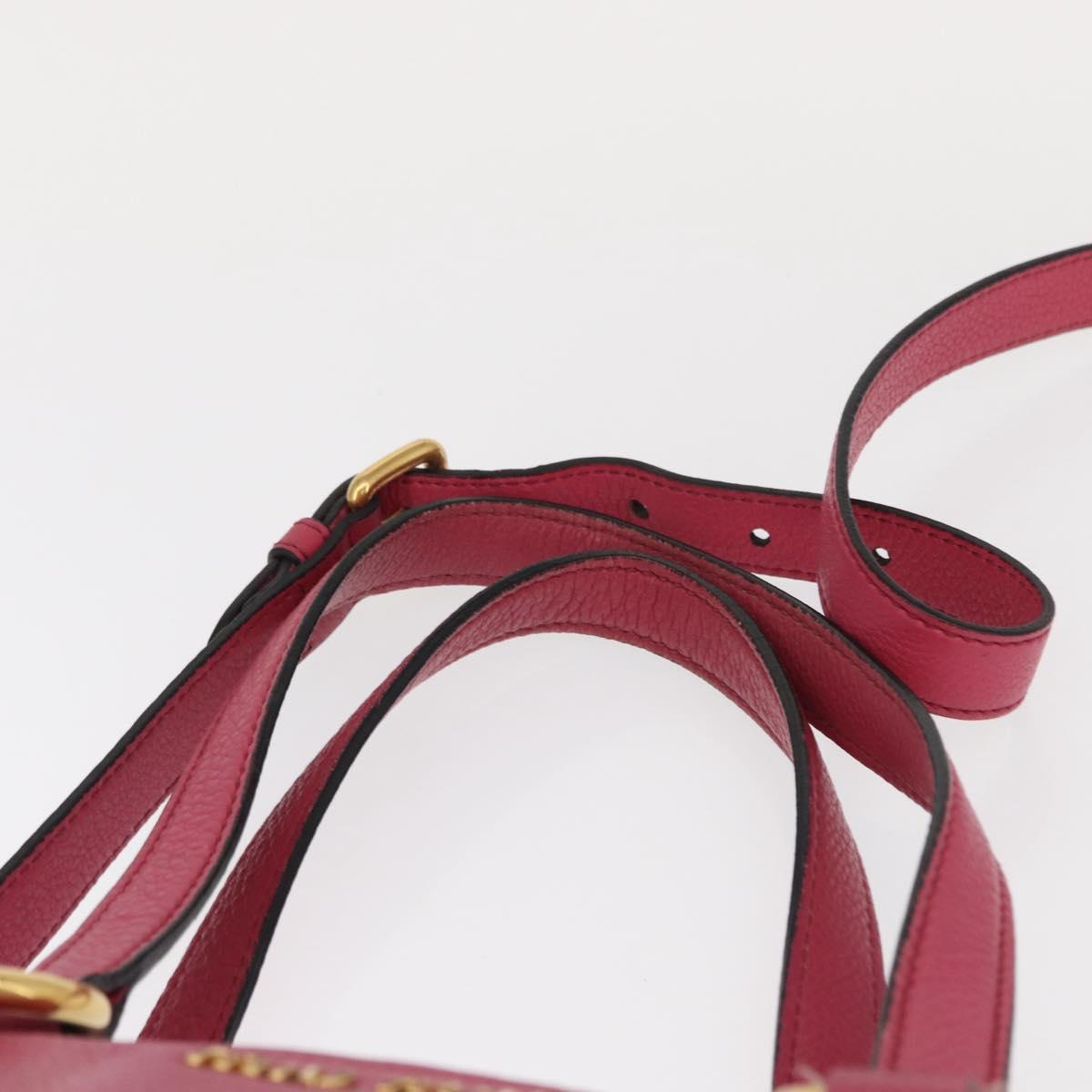 Miu Miu Tote Bag Leather 2way Pink Gold Auth ka354