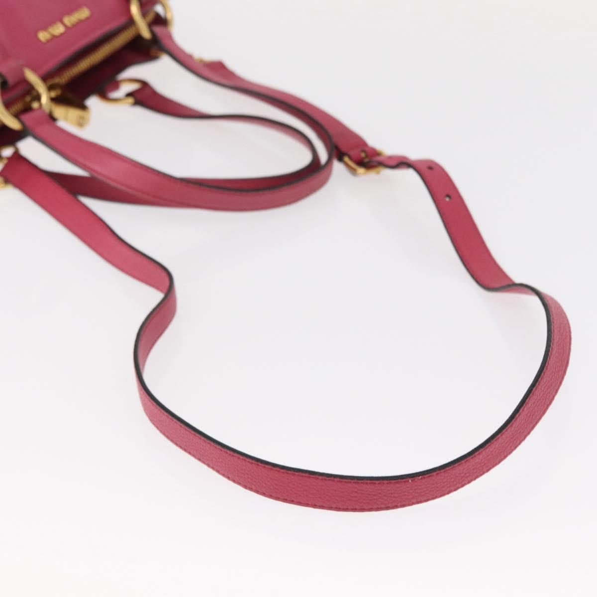 Miu Miu Tote Bag Leather 2way Pink Gold Auth ka354