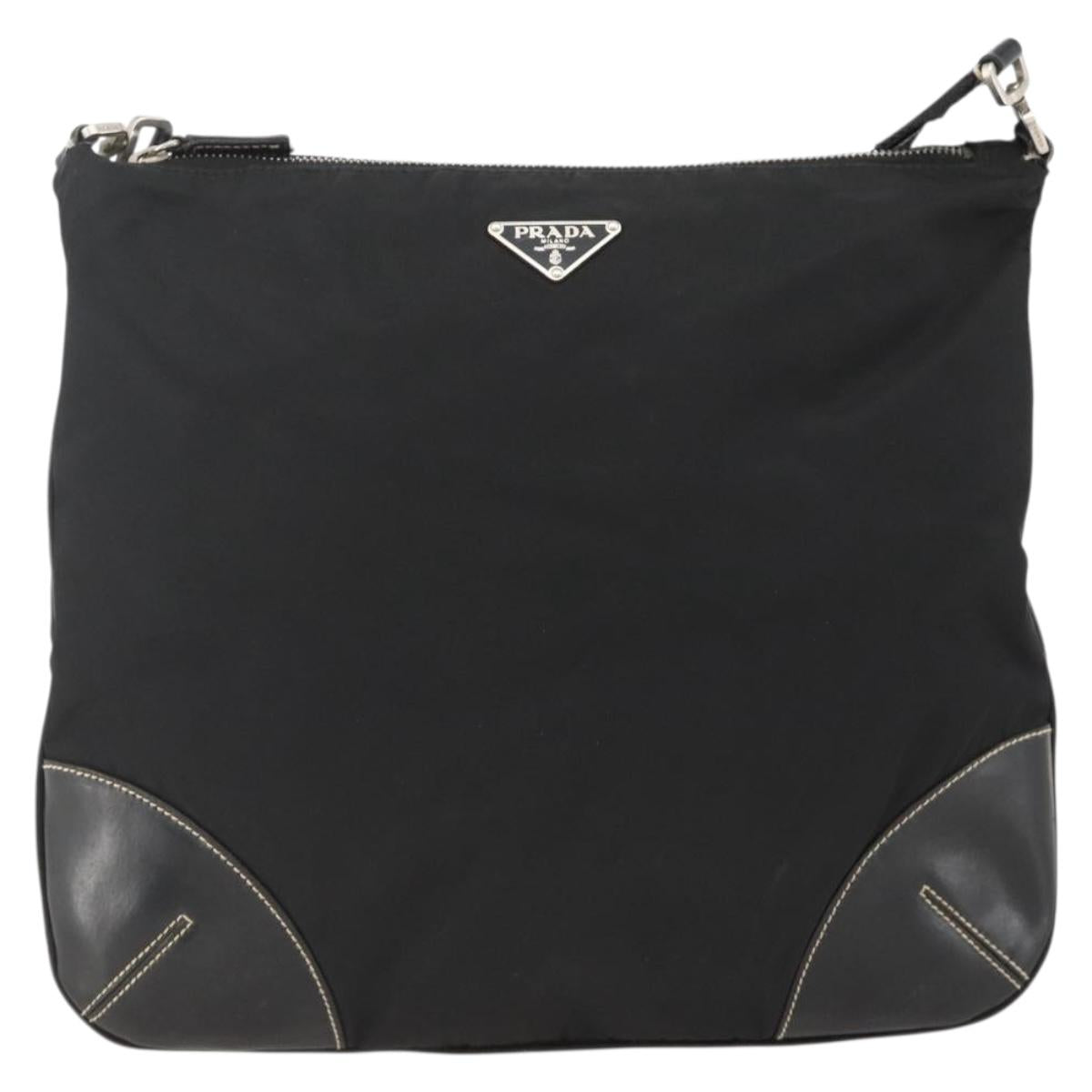 PRADA Shoulder Bag Nylon Black Silver Auth ka3541