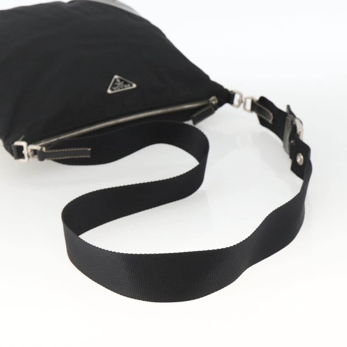 PRADA Shoulder Bag Nylon Black Silver Auth ka3541