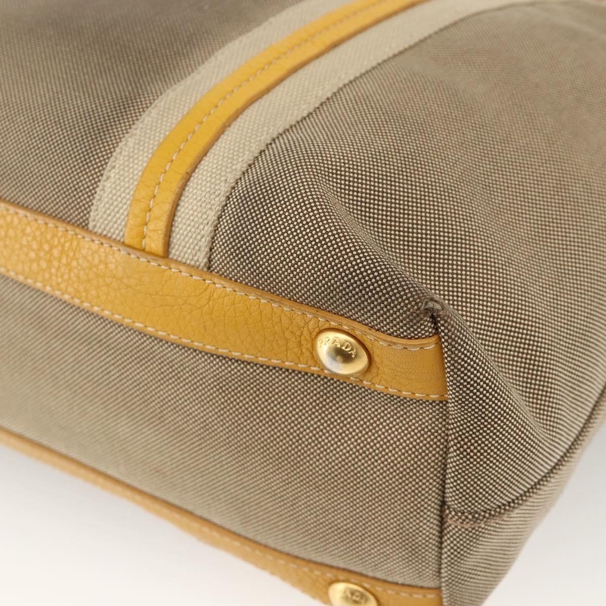 PRADA Hand Bag Logo jacquard 2way Beige Gold Auth ka3542