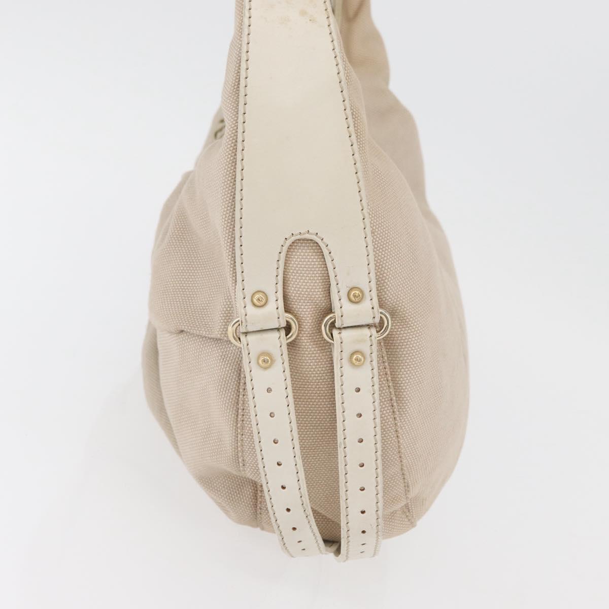 FENDI Shoulder Bag Canvas Leather Beige Gold Auth ka3548