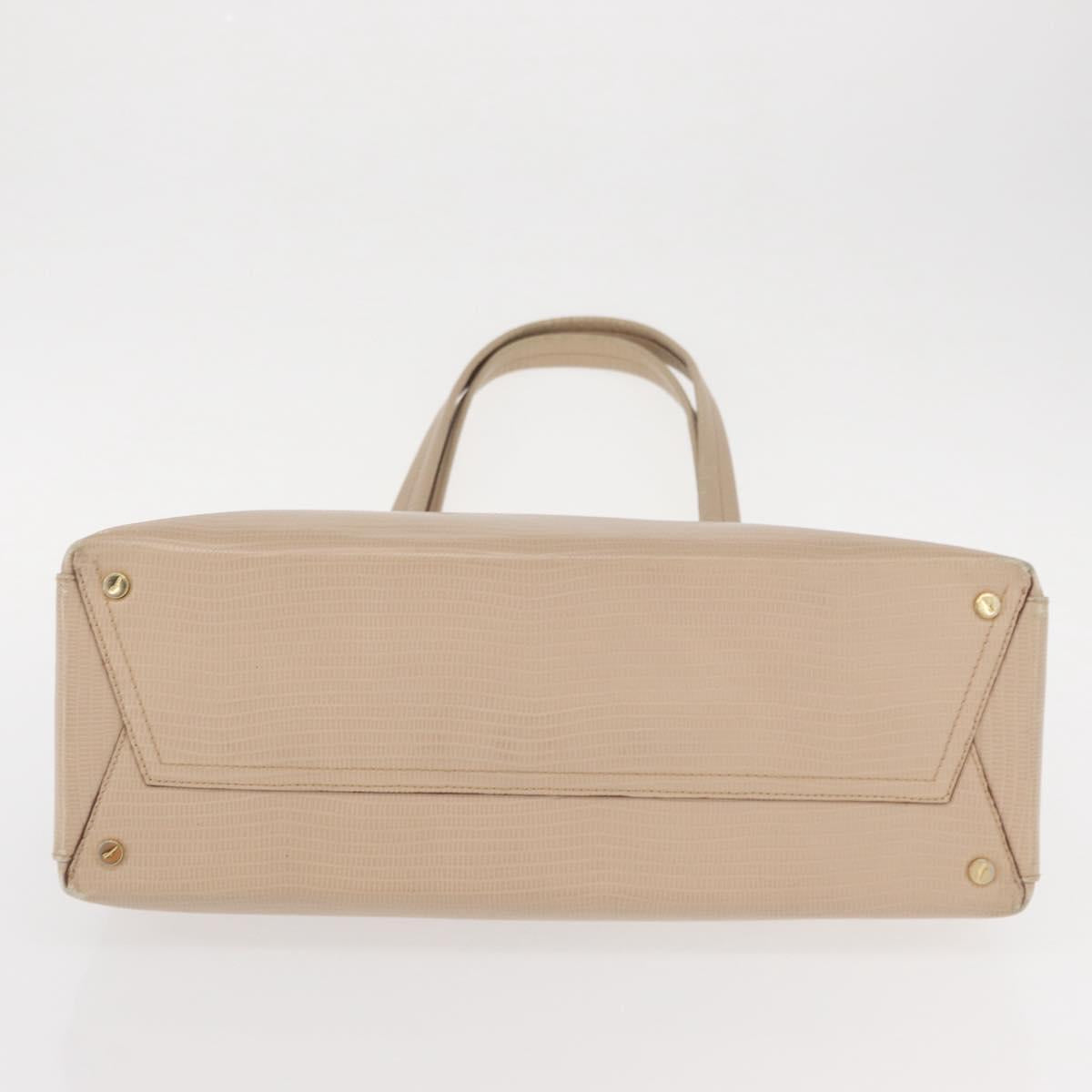 Salvatore Ferragamo Shoulder Bag Leather Beige Gold Auth ka355