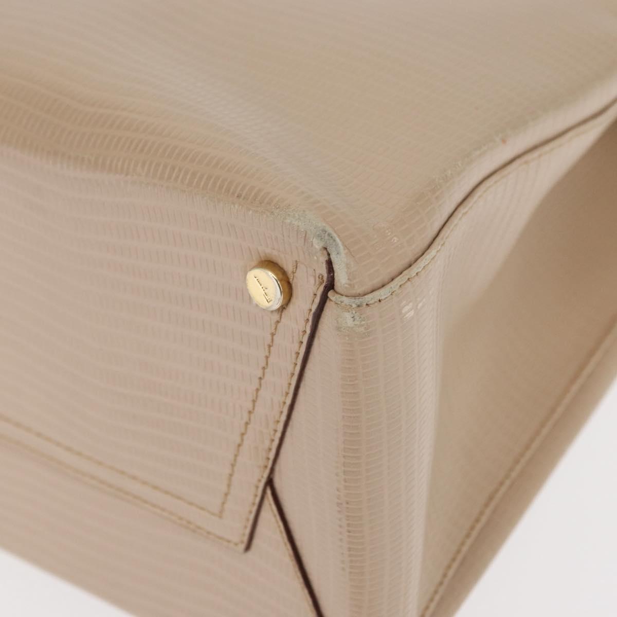 Salvatore Ferragamo Shoulder Bag Leather Beige Gold Auth ka355