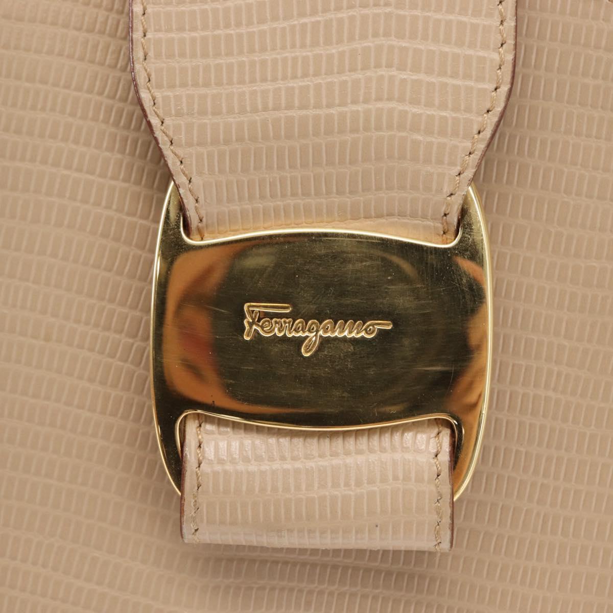 Salvatore Ferragamo Shoulder Bag Leather Beige Gold Auth ka355