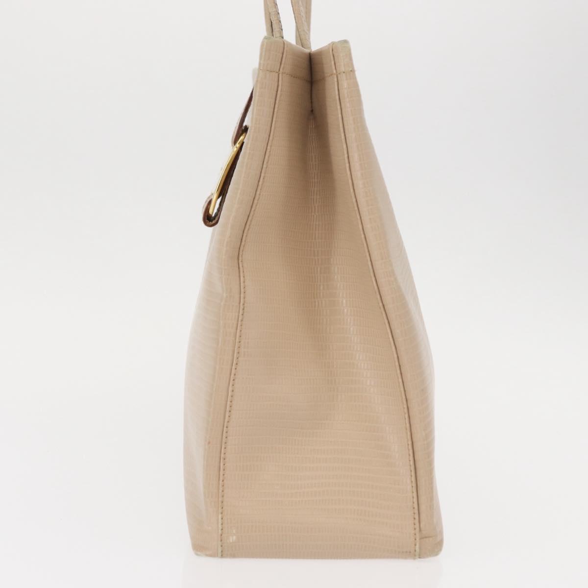 Salvatore Ferragamo Shoulder Bag Leather Beige Gold Auth ka355