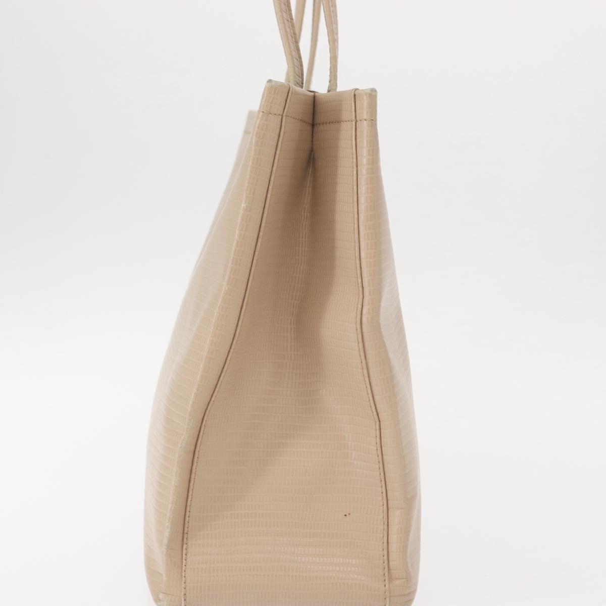 Salvatore Ferragamo Shoulder Bag Leather Beige Gold Auth ka355