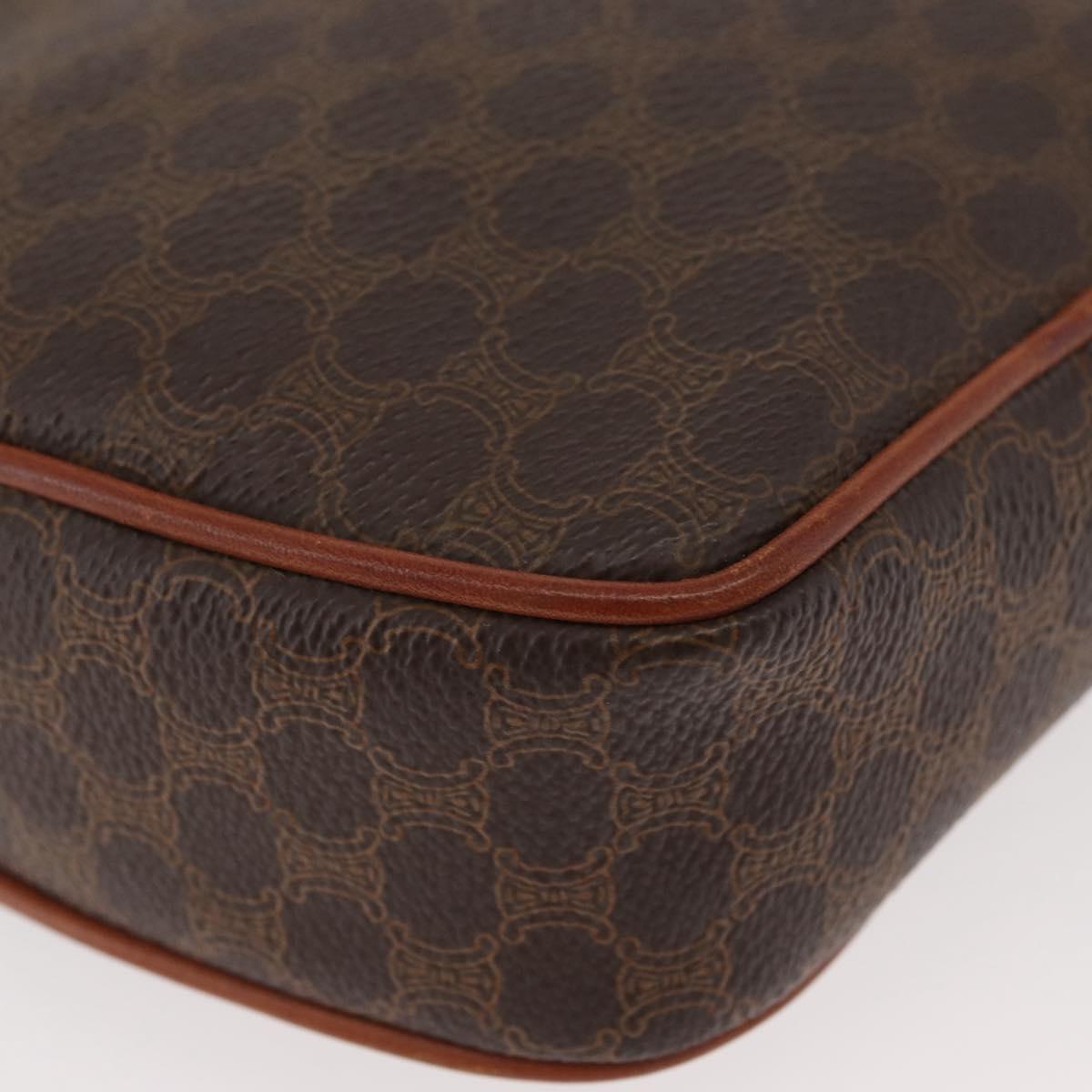 CELINE Macadam Canvas Shoulder Bag PVC Leather Brown Gold Auth ka3558A