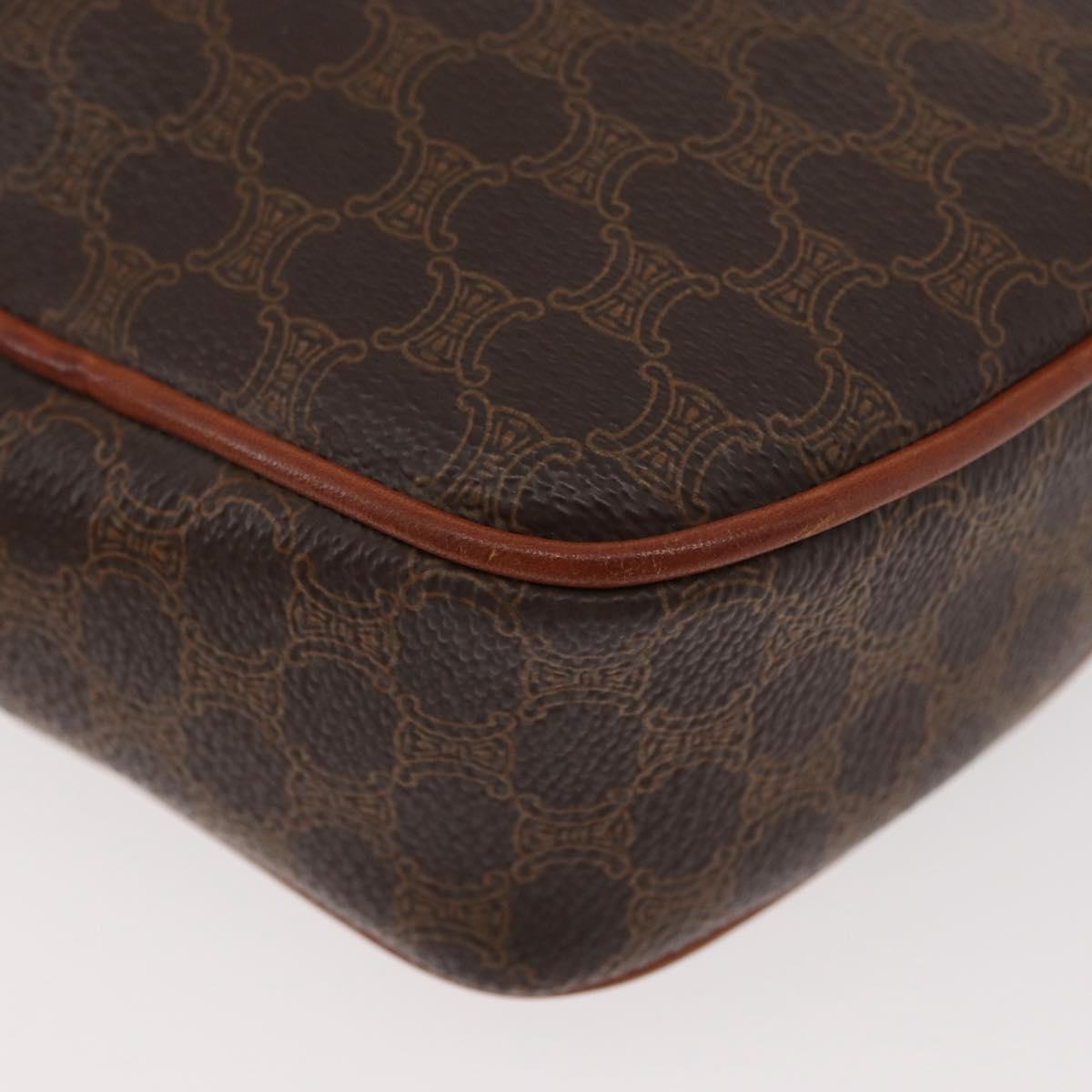CELINE Macadam Canvas Shoulder Bag PVC Leather Brown Gold Auth ka3558A