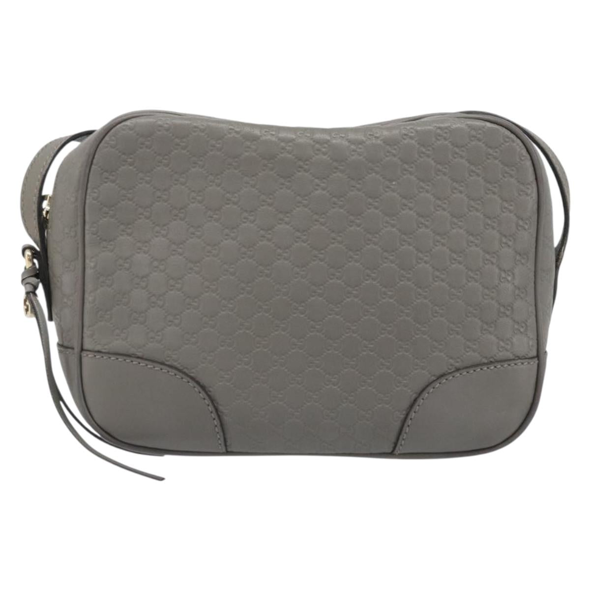 GUCCI Micro Guccissima Shoulder Bag Leather Outlet Gray Gold 449413 Auth ka3559A