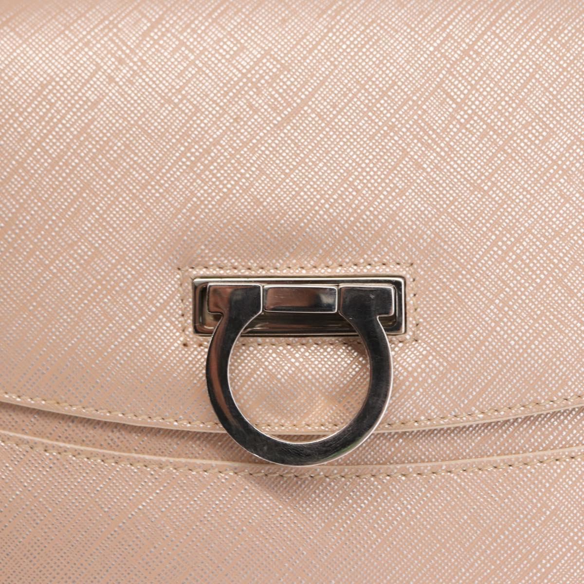 Salvatore Ferragamo Gancini Shoulder Bag Leather Pink Silver Auth ka356